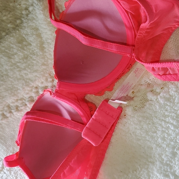 Victoria Secret/Pink Push-up Bra 34A Neon Pink (Lace) - Picture 7 of 7